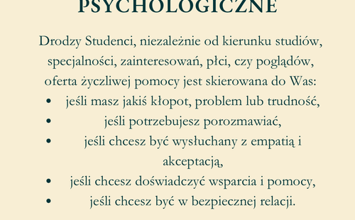 Pomoc i wsparcie psychologiczne dla studentów